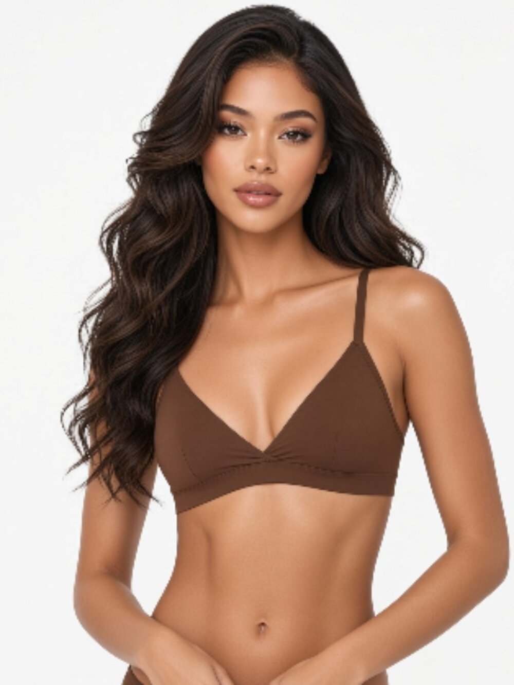 NEW No Boundaries Women's Fit Stretch Triangle Brown XS Bralette